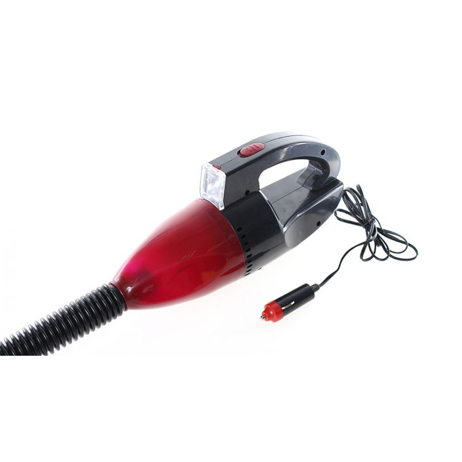 High Power Car Vacuum Cleaner Red with Free 3 in 1 Car Socket With USB Port
